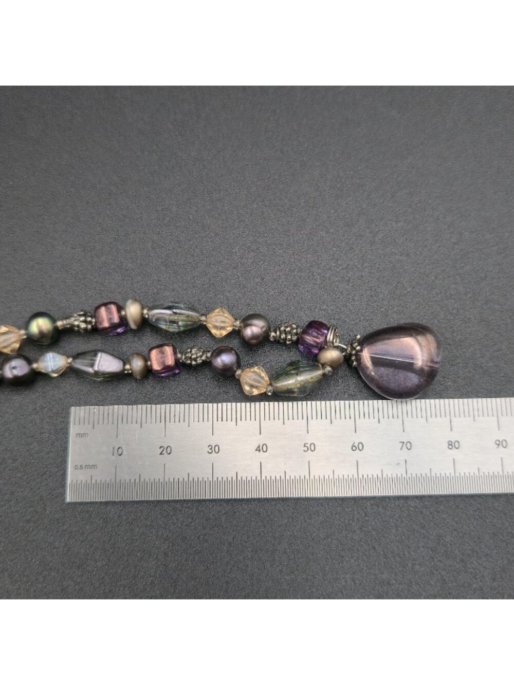16+3 Inch Lia Sophia Purple Glass and Pearl Necklace B1271 - Picture 6 of 7